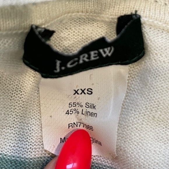 J.Crew Green Beige Stripe 3/4 Sleeve Top - Picture 5 of 5